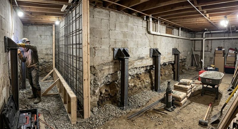Basement Stabilization in Mount Airy, NC